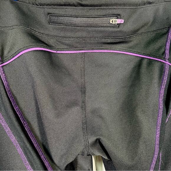 Athleta Quick Step Capri Athletic Leggings Black and Purple 819214 - Picture 9 of 13